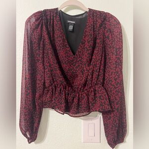 Express Women's Burgundy Peplum Blouse